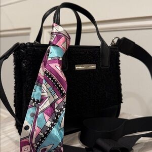 Kurt Geiger Bag Small Faux Shearling Surrey Black Mini Tote